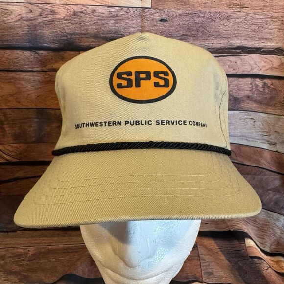 Vintage Southwestern Public Service Company SPS Rope Hat Cap Adjustable Strap - Picture 1 of 7